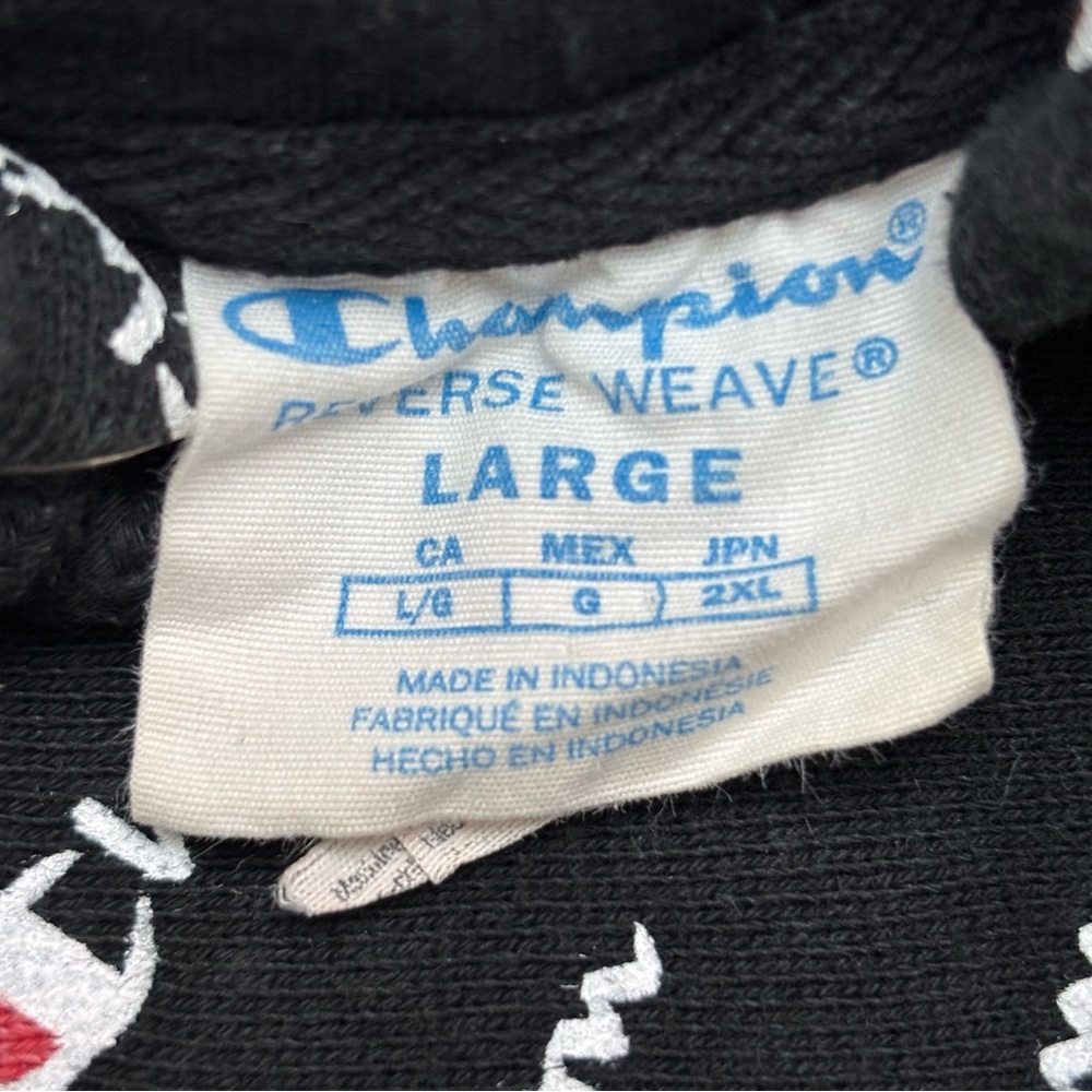 Champion Black Hoodie with White Logo Pattern - Picture 8 of 12